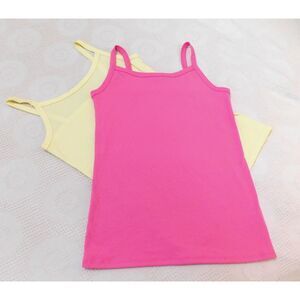 Woman's Tank Top Lot of 2 Size L  Barbie Pink Yellow Thin Straps